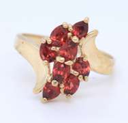 Fancy Yellow Gold 8 Stone Rubies Ring