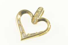 10K Yellow Gold 0.20 Ctw Diamond Baguette Heart Symbol Pendant