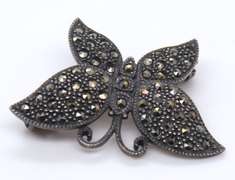 Vintage Sterling Silver Marcasite Butterfly Brooch