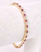 Adorable 4.00CTW Ruby & 1.10CTW Diamond Bracelet in Gold Plated Sterling Silver
