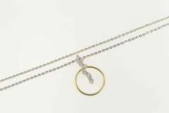 14K White Gold 0.50 Ctw Diamond Cluster Circle Drop Ring Necklace