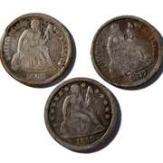 1862 1858 1877 Seated Dimes