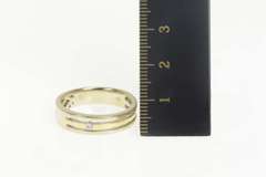 18K White Gold Diamond Two Tone Tiered Stripe Wedding Band Ring
