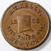 1863 R T Kelly NY City High Hat Civil War Store Card
