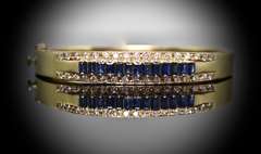 Stunning Sapphire and Diamond 14K Bangle