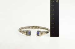 Sterling Silver 18K Two Tone Ornate Statement Cuff Bracelet