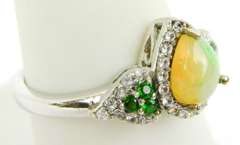 Sterling Opal, Topaz & Chrome Diopside Ring, 8.25