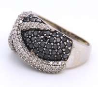 Stylishly Unique 14kt WG Black & White Diamond Pave Ring