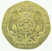 Lot of Five Elizabeth II DG REG FD 20 Pence UK Coin