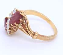 Charming 18kt Pear Shaped Ruby and Diamond Cocktail Ring