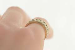 14K Yellow Gold Retro Two Tone Geometric Wedding Band Ring