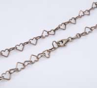 Vintage Italian Sterling Silver Heart Shaped Link Chain Necklace