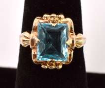 Lovely Blue Gemstone Ring in Yellow Gold