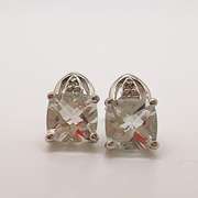 14kt Gold, White Sapphire, & Diamond Earrings