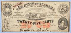 25 Cent Jan 1 1863 State Of Alabama Note