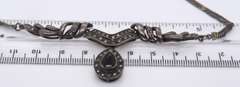 Vintage Sterling Silver Black Onyx and Marcasite Necklace