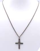 Vintage Italian Sterling Silver Cross Pendant on Chain Necklace