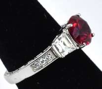 Sterling Silver Ruby and CZ Ring