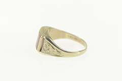 10K White Gold Art Deco Syn. Ruby Squared Statement Ring