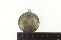 Sterling Silver Victorian JMB Etched Scroll Powder Case Pendant