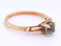Gorgeous Yellow Gold Green Sapphire Solitaire Ring