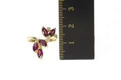 14K Yellow Gold Marquise Ruby Diamond Bypass Statement Ring