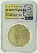 1921 Morgan Silver Dollar BU NGC 100th Anniversary $1 US Coin