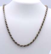 Vintage Italian Sterling Silver Rope Chain Necklace