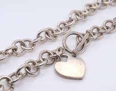 Vintage Sterling Silver Heart Shaped Pendant on Chain