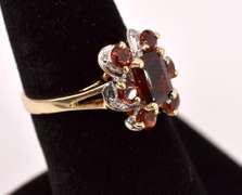 Gorgeous Garnet and Diamond Ring in Yellow Gold