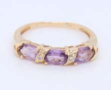 Fancy Yellow Gold 3 Morganite and Diamond Ring