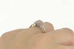 10K Yellow Gold Squared Oval Cluster Diamond Statement Ring