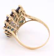 Attractive Yellow Gold Marquise Sapphire Cluster Earrings and Ring Set