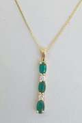 14kt Solid Gold, Emerald, & Diamond Necklace