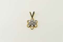14K Yellow Gold Flower Diamond Flower Cluster Pendant