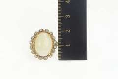 14K Yellow Gold 5.98 Ctw Natural Opal Diamond Cocktail Ring