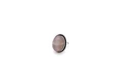 Cabochon Rose Quartz in Tibetan Silver Energy Rope Design Ring