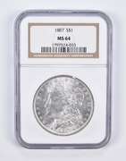 MS64 1887 Morgan Silver Dollar NGC