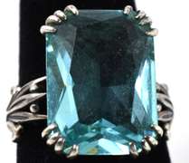 Sterling Silver Ring With A Large Blue Gemstone