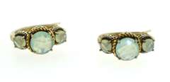 Sterling Silver Aqua Color Stone Half Moon Hoop