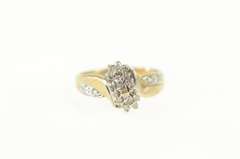 10K Yellow Gold 0.25 Ctw Diamond Cluster Bypass Statement Ring
