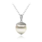 Sterling Silver Diamond Accent Freshwater Cultured Pearl Drop Necklace