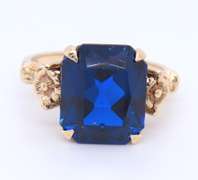 Handsome Yellow Gold Synthetic Blue Gemstone Ring