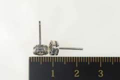 14K White Gold 0.82 Ctw Diamond Round Halo Cluster Stud Earrings