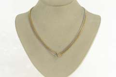 14K White Gold Two Tone Box Mesh Knot Chain Statement Necklace