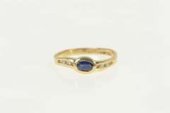 14K Yellow Gold Sapphire Diamond Accent Wavy Engagement Ring