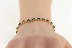 10K Yellow Gold Black Onyx Diamond Accent X Link Tennis Bracelet