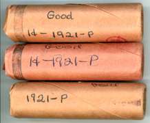 3 Rolls of 1921-P Lincoln Wheat Cents