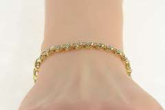 10K Yellow Gold Diamond Cluster Wave Link Classic Tennis Bracelet
