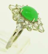 Sterling Silver Apple Green Color Jade Ring